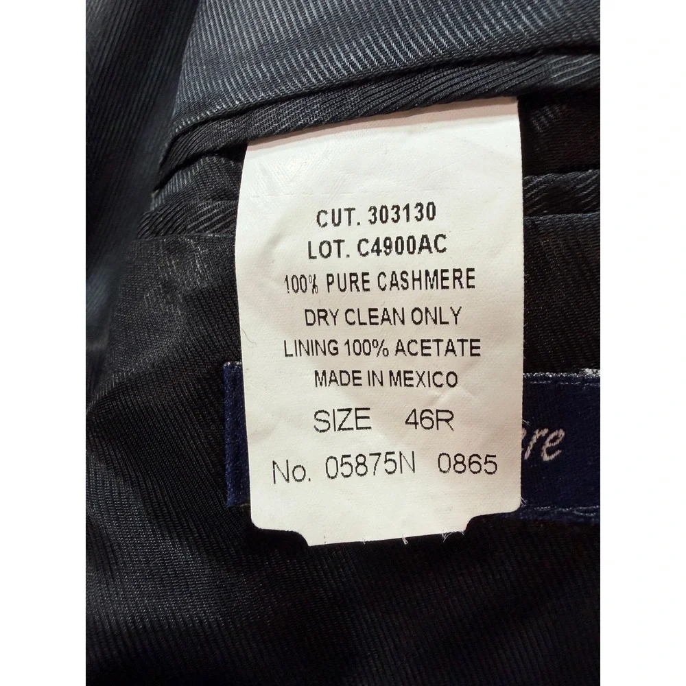 Andrew Fezza Mens 46R Black 100% Pure Cashmere 3-Button Blazer Sport Coat Italy